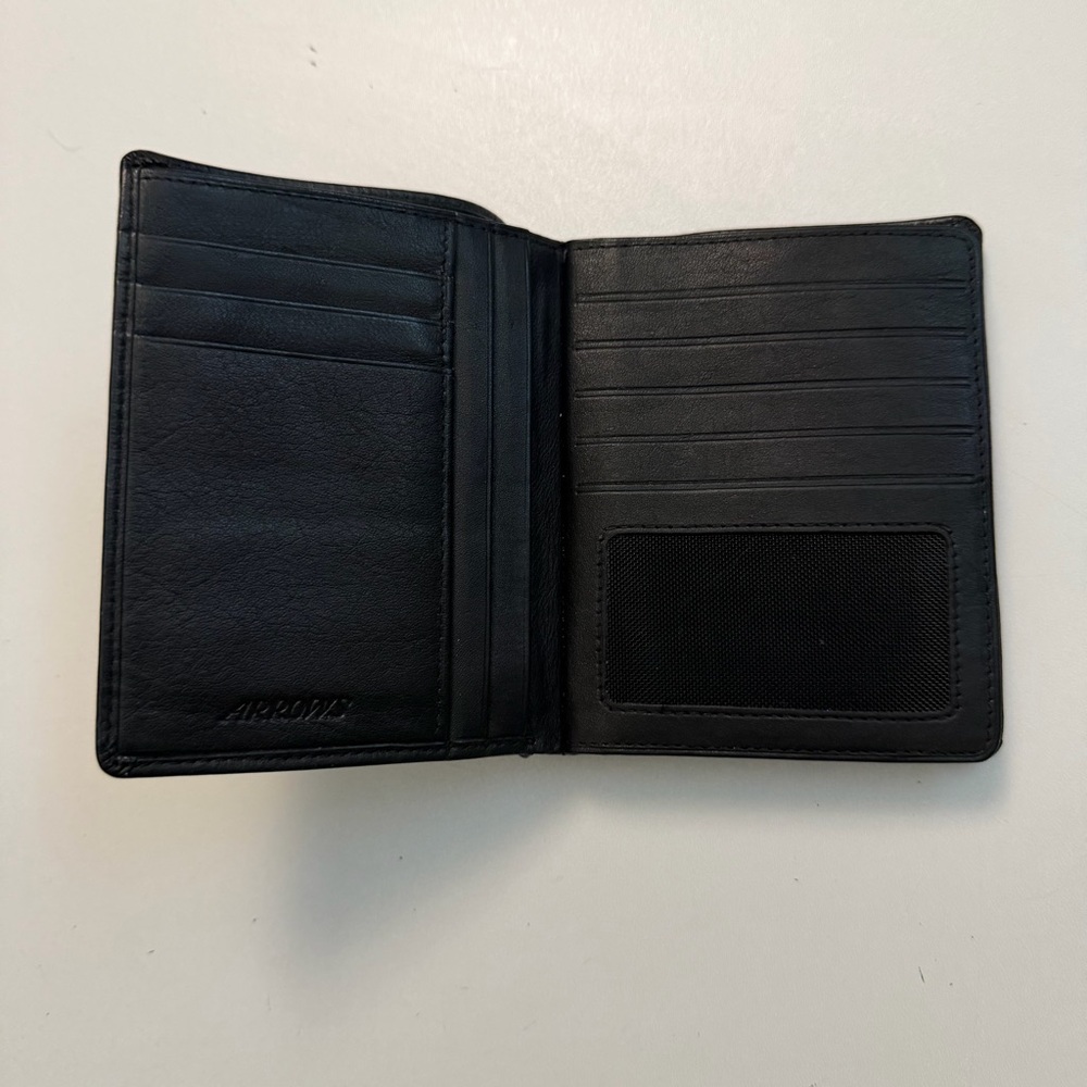 Arrows Wallet Bifold Leather Credit Card Slots Mesh ID Snap Coin Pouch Black - Picture 12 of 16